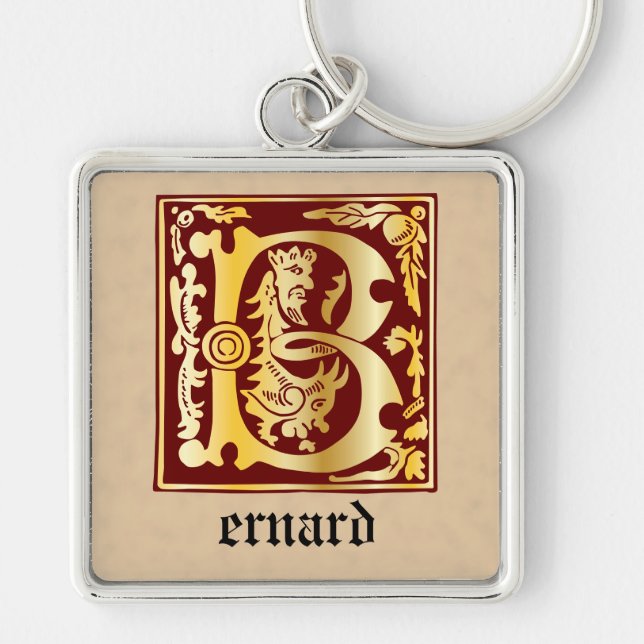 16th Century Mythic Creatures Decorative Capital B Keychain (Front)