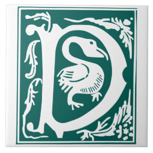 16th Century Mythic Creatures Decorative Capital D Tile