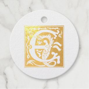 16th Century Mythic Creatures Decorative Capital E Favour Tags