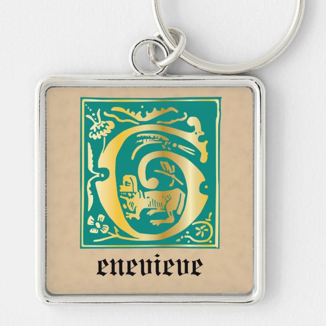 16th Century Mythic Creatures Decorative Capital G Keychain (Front)