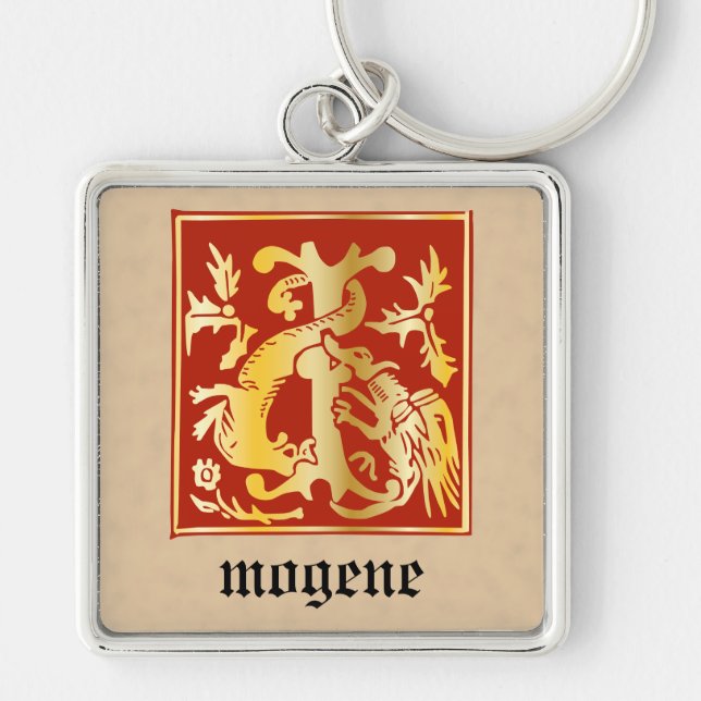 16th Century Mythic Creatures Decorative Capital I Keychain (Front)