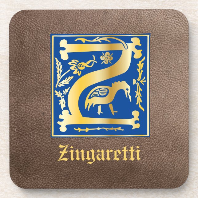 16th Century Mythic Creatures Decorative Capital Z Coaster (Front)