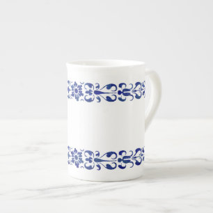 16th Century Roman Blue Ornamental Design Bone Chi China Mug