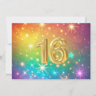 16th Colourful Rainbow star space Holiday Card