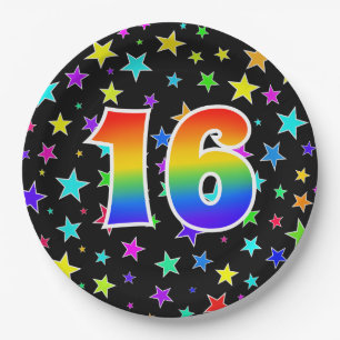 16th Event: Bold, Fun, Colourful Rainbow 16 Paper Plate