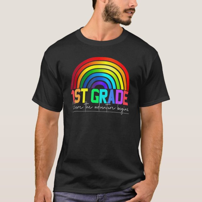 16th Grade Rainbow Leopard Teacher Team First Grad T-Shirt (Front)