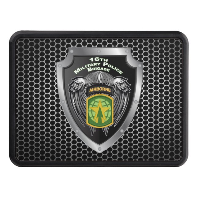 16th Military Police Brigade Airborne Shield  Trailer Hitch Cover (Front)