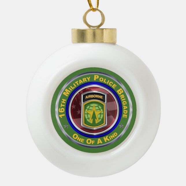 16th Military Police Brigade Keepsake Ceramic Ball Christmas Ornament (Front)