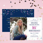 16th Photo Birthday Party Invitation<br><div class="desc">A 16th Photo Birthday Party Invitation. Add your favourite photo to this 16th Birthday party Invitation designed with the picture and invitation text on front and party details on the reverse. To personalize, simply insert your photo image into our easy template; click FIT and position to the left. Next insert...</div>