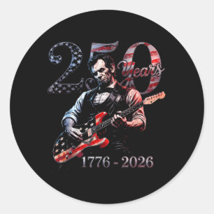 16th President Playing Guitar 4th July 250th Classic Round Sticker