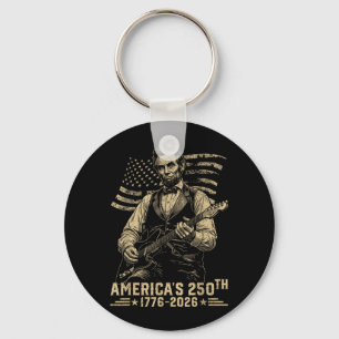 16th President Playing Guitar 4th Of July 250th Keychain