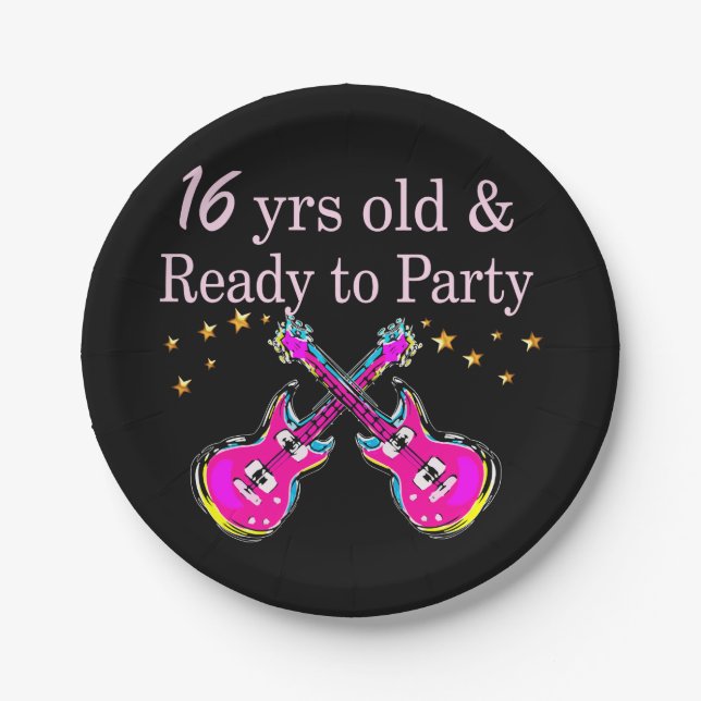 16TH ROCK STAR PAPER PLATE (Front)