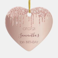 16th sixteenth birthday rose gold glitter pink 16
