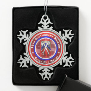 16th Sustainment Command Snowflake Pewter Christmas Ornament
