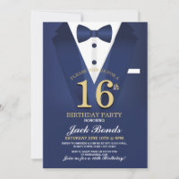 16th Tuxedo Black Tie Birthday Party Suit Navy