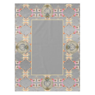 16th Wedding Anniversary Candles & Statice Flower Tablecloth