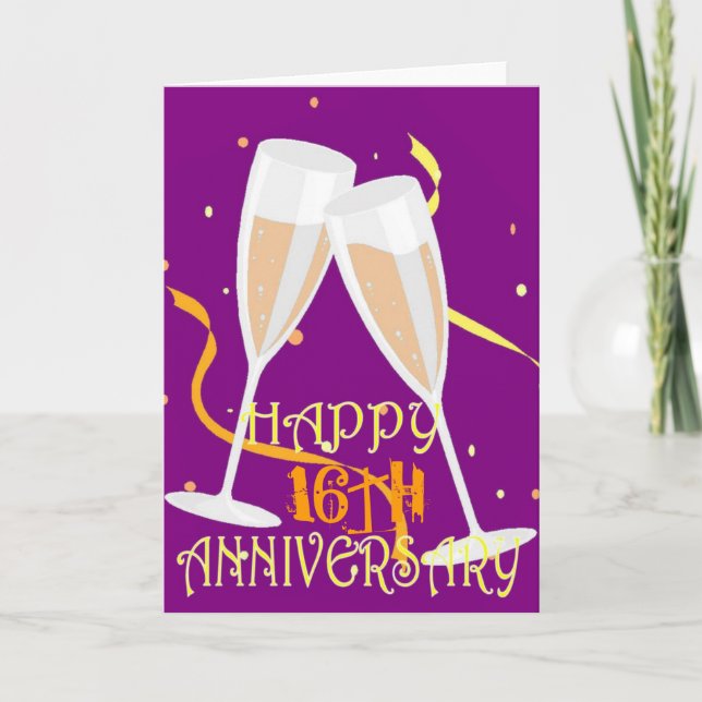 16th wedding anniversary champagne celebration card (Front)