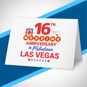 16th Wedding Anniversary Couples Las Vegas Trip Card