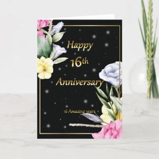 16th wedding Anniversary golden greeting card