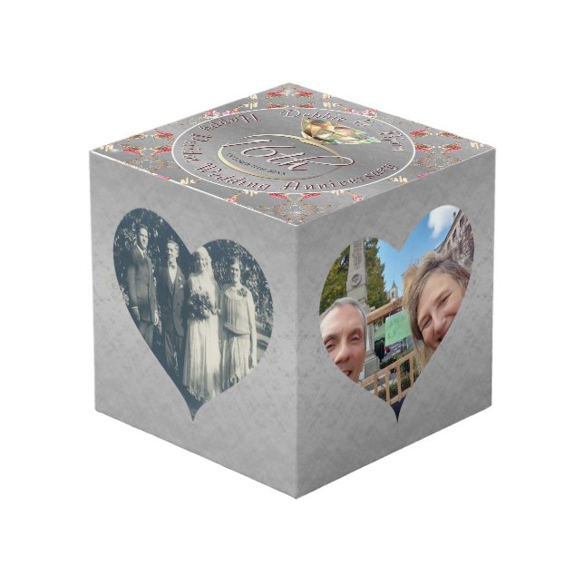 16th Wedding Anniversary Heart Frames Silvery (Front Angled)