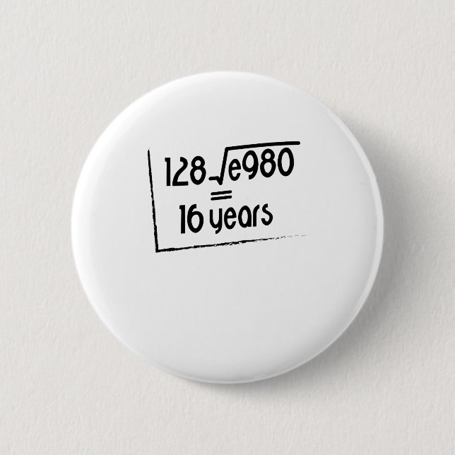 16th Wedding Anniversary or 16th Birthday Gift 2 Inch Round Button (Front)