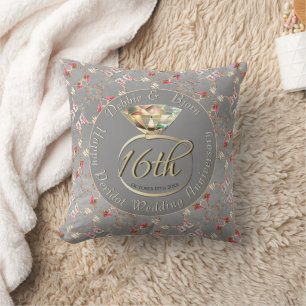 16th Wedding Anniversary Peridot & Silver Throw Pi Throw Pillow