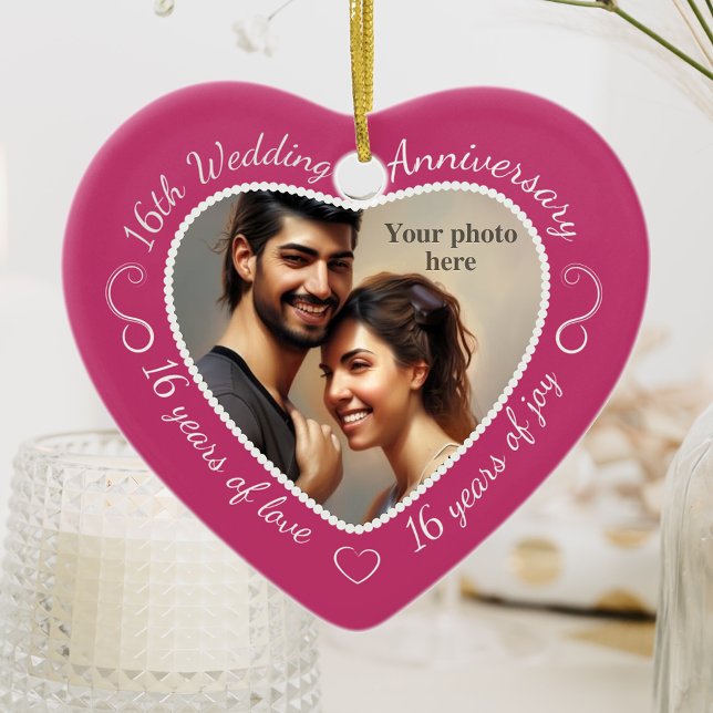 16th Wedding Anniversary Photo Ceramic Ornament (Creator Uploaded)