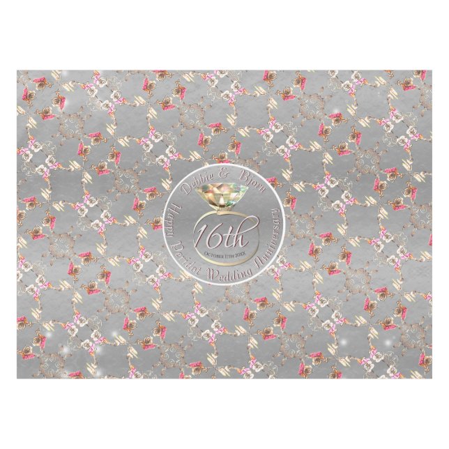 16th Wedding Anniversary Wax, Peridot & Satice Flr Tablecloth (Front (Horizontal))