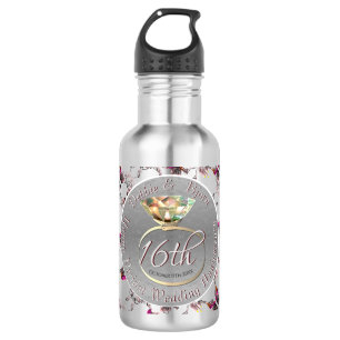 16th Wedding Anniversary Wax, Statice, & Peridot 532 Ml Water Bottle