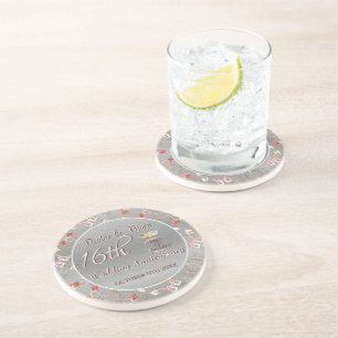 16th Wedding Anniversary Wax, Statice, & Peridot  Coaster