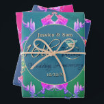 16th Wedding Wax, Statice Flower Wrapping Paper Sheet<br><div class="desc">A lovely, colourful wrapping for her on their 16th wedding anniversary, with traditional candle, statice flower and peridot gemstone graphics!</div>