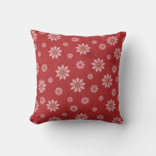 16x16 Oreiller de Noël Rouge Poinsettia