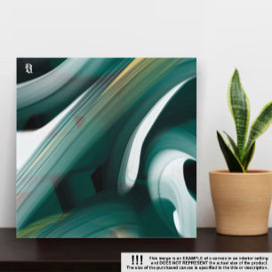 16x16" Trend Abstract Art Canvas Black White Green
