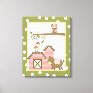 16x20 Canvas Art Nursery Print Abby's Farm Pink
