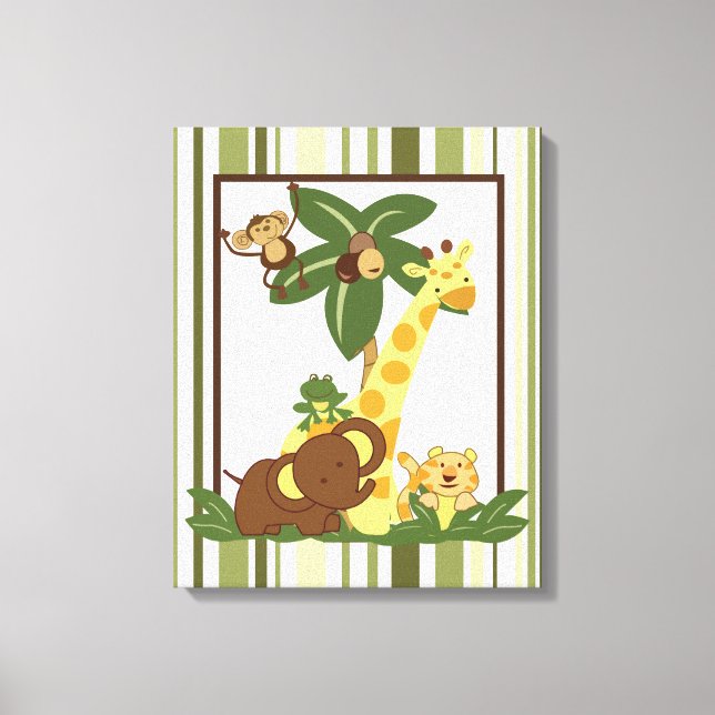 16x20 Canvas Art Nursery Print Jungle Babies (Front)