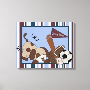 16x20 Canvas Art Nursery Print Lil League Puppy