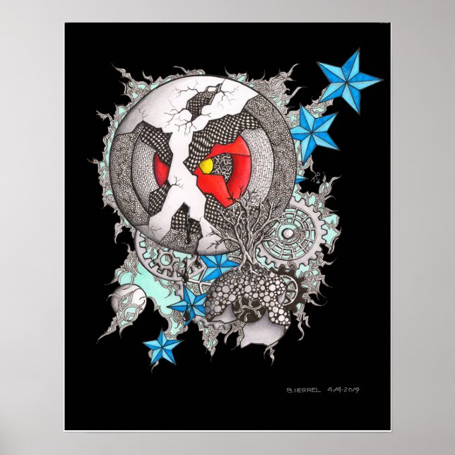 16X20 PRINT OF "A GUY LOSES HIS HAT" Blk Bgnd (Front)