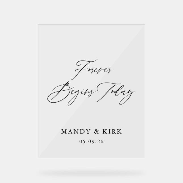 16x20 Wedding Sign – Forever Begins Today | Person (Front)