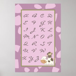 16x24 Nursery Art ABC Chart Jacana Girl Jungle