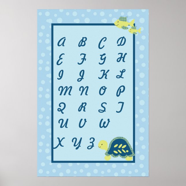 16x24 Nursery Art ABC Chart Turtle Reef Ocean Sea (Front)