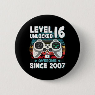 16yr Bday Son Boy Funny Gamer 16th 16 Year Old Bir 2 Inch Round Button