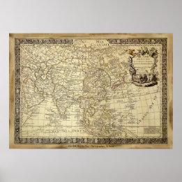 1700 AD OLD WORLD MAP Poster d'art
