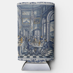 1700’s Barista Naples Coffee House Delft Blue Art Seltzer Can Cooler