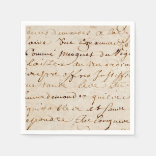 1700s Vintage French Script Grunge Parchment Paper Napkin