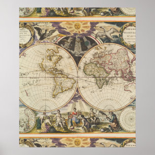 1702 A new map of the world Poster