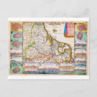 1710 De La Feuille Map of the Netherlands Belgium Postcard