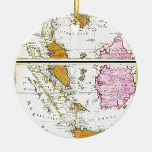 1710 Ottens Map of Southeast Asia Singapore Thai Ceramic Ornament