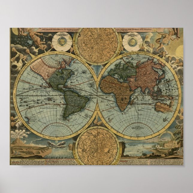 1716 Homann Old World Map Poster (Front)