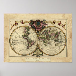 "1720 Guillaume DeLisle" Olde Worlde Map Poster