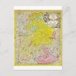 1728 Homann Map of Bavaria Germany Geographicus Postcard